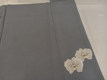 平和屋着物●染色作家　寺島利男　訪問着　胡蝶蘭　健勝苑扱い　正絹　逸品　AABL1321ph