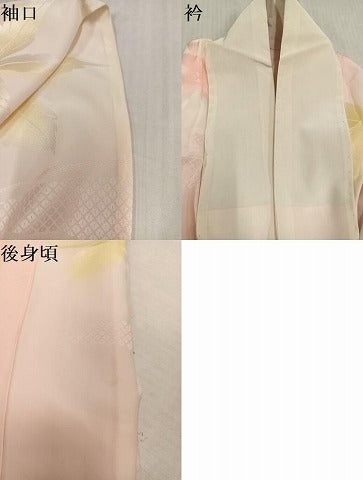 平和屋着物●振袖用長襦袢　袷　舞花文　暈し染め　正絹　逸品　AABL1326ph