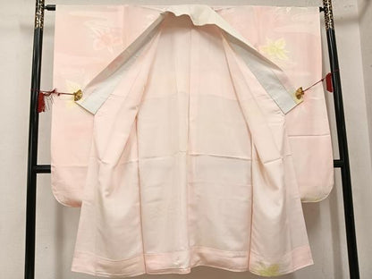 平和屋着物●振袖用長襦袢　袷　舞花文　暈し染め　正絹　逸品　AABL1326ph