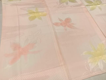 平和屋着物●振袖用長襦袢　袷　舞花文　暈し染め　正絹　逸品　AABL1326ph