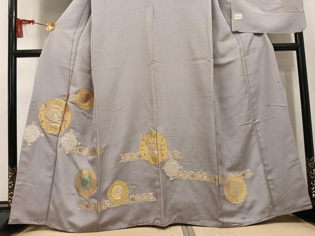 平和屋着物●皇室・伊勢神宮御用 御御帯 山口美術織物 山口弘躬 色留訪問着 お召地 唐織 天平思慕文 金銀糸 反端付き 正絹 逸品 AABL1332ph