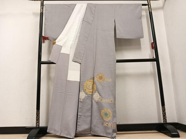 平和屋着物●皇室・伊勢神宮御用 御御帯 山口美術織物 山口弘躬 色留訪問着 お召地 唐織 天平思慕文 金銀糸 反端付き 正絹 逸品 AABL1332ph