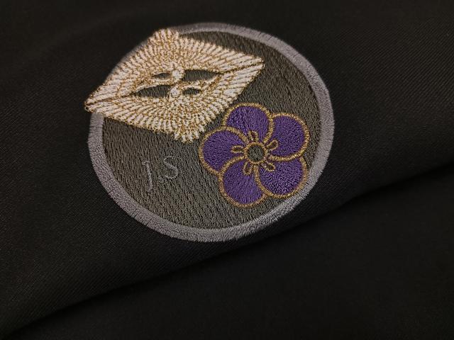 平和屋着物●女性　行灯袴　刺繍　花　黒地　洗える着物　AABL1338ph