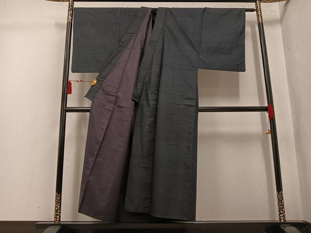 平和屋着物●男性　本場大島紬　アンサンブル　格子　正絹　逸品　AABL1341ph