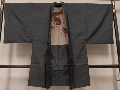 平和屋着物●男性　本場大島紬　アンサンブル　格子　正絹　逸品　AABL1341ph