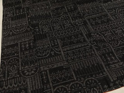 平和屋着物●結城紬　100亀甲　幾何学花文　正絹　逸品　AABL1342ph