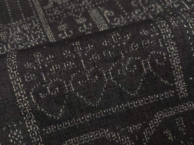 平和屋着物●結城紬　100亀甲　幾何学花文　正絹　逸品　AABL1342ph