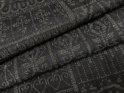 平和屋着物●結城紬　100亀甲　幾何学花文　正絹　逸品　AABL1342ph