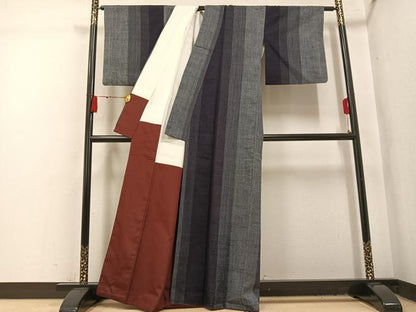 平和屋着物●上質な紬　間道　正絹　逸品　AABL1343ph