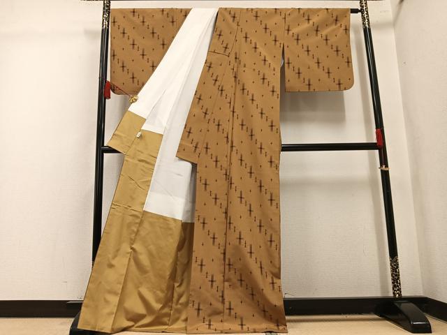 平和屋着物●上質な紬　十字絣　正絹　逸品　AABL1345ph