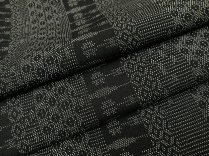 平和屋着物●本塩沢　間道　黒地　正絹　逸品　AABL1346ph