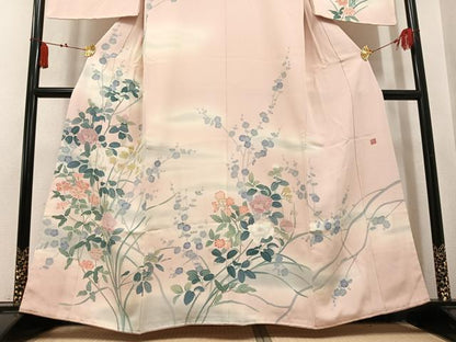 平和屋着物●訪問着　友禅　作家物　草花文　暈し染め　正絹　逸品　未使用　AABL1347ph