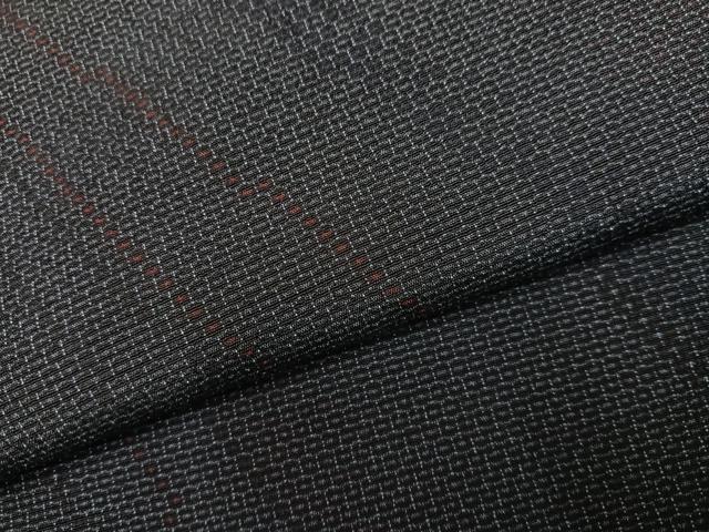 平和屋着物●本塩沢　110亀甲　斜縞　正絹　逸品　AABL1348ph