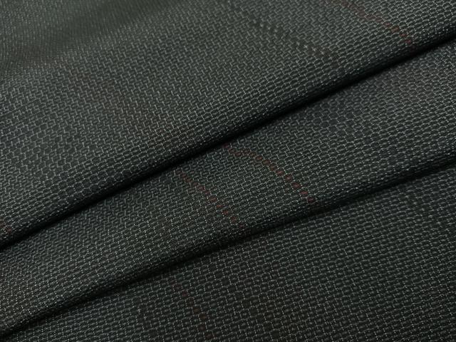平和屋着物●本塩沢　110亀甲　斜縞　正絹　逸品　AABL1348ph