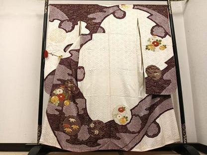 平和屋着物●豪華振袖　絞り　駒刺繍　松竹梅雪輪文　金彩　鈴乃屋扱い　正絹　逸品　AABL1353ph