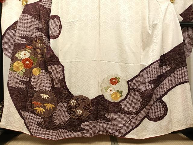 平和屋着物●豪華振袖　絞り　駒刺繍　松竹梅雪輪文　金彩　鈴乃屋扱い　正絹　逸品　AABL1353ph