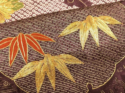 平和屋着物●豪華振袖　絞り　駒刺繍　松竹梅雪輪文　金彩　鈴乃屋扱い　正絹　逸品　AABL1353ph