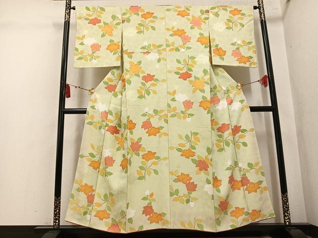 平和屋着物●上質な小紋　地紋起こし　枝花物　正絹　逸品　AABL1355ph
