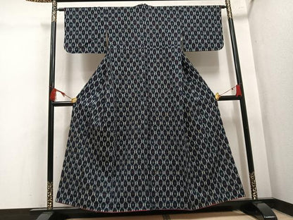 平和屋着物●久留米絣　蜀江文　綿　逸品　AABL1357ph