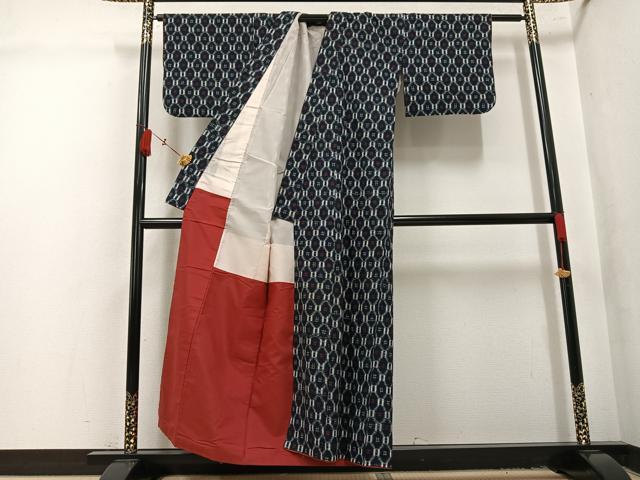 平和屋着物●久留米絣　蜀江文　綿　逸品　AABL1357ph