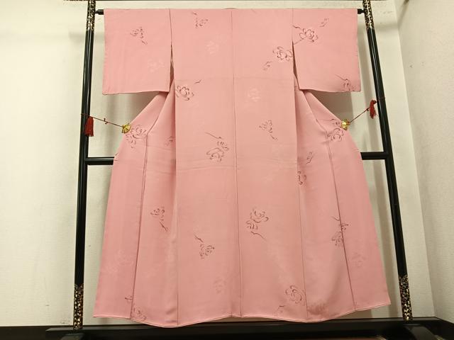 平和屋着物▼上質な小紋　地紋起こし　花地紋　正絹　逸品　AABL1358ph