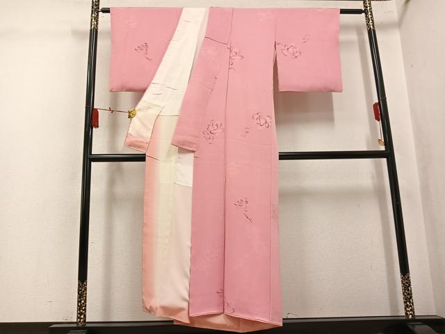平和屋着物▼上質な小紋　地紋起こし　花地紋　正絹　逸品　AABL1358ph
