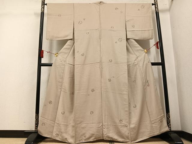 平和屋着物●友禅作家の巨匠　浅井青仁　小紋　草花文　金彩　正絹　逸品　AABL1359ph