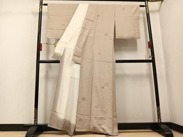平和屋着物●友禅作家の巨匠　浅井青仁　小紋　草花文　金彩　正絹　逸品　AABL1359ph