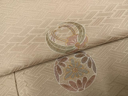 平和屋着物●友禅作家の巨匠　浅井青仁　小紋　草花文　金彩　正絹　逸品　AABL1359ph