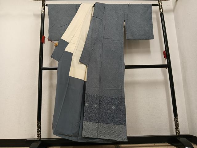 平和屋着物●色留訪問着　総絞り　草花文　正絹　逸品　AABL1360ph