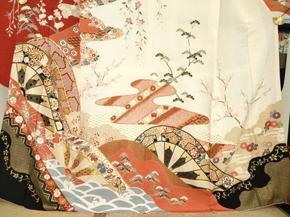 平和屋着物●豪華振袖　駒刺繍　片輪車吉祥文　正絹　逸品　AABL1361ck