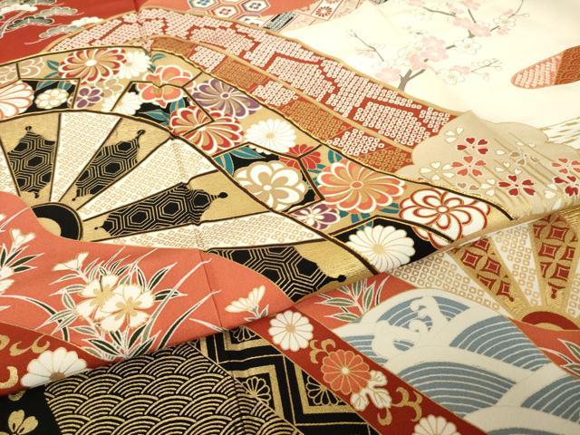 平和屋着物●豪華振袖　駒刺繍　片輪車吉祥文　正絹　逸品　AABL1361ck