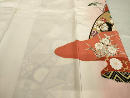 平和屋着物●豪華振袖　駒刺繍　片輪車吉祥文　正絹　逸品　AABL1361ck