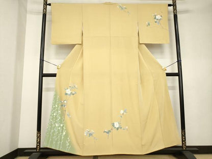平和屋着物●十日町友禅作家　岡村蒼風　訪問着　枝花文　暈し染め　正絹　逸品　AABL1362ck