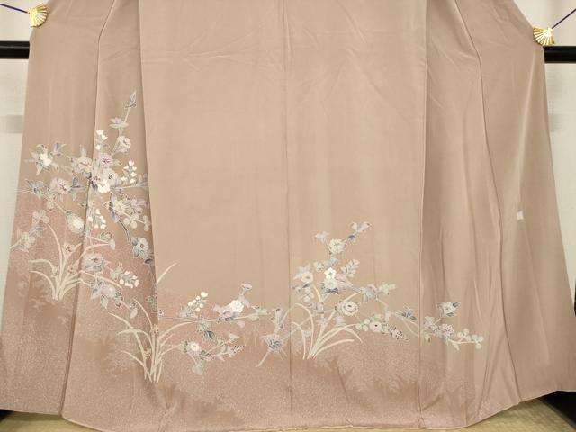平和屋着物●訪問着　友禅　作家物　草花文　正絹　逸品　AABL1363ck