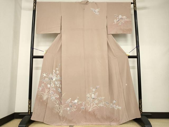平和屋着物●訪問着　友禅　作家物　草花文　正絹　逸品　AABL1363ck