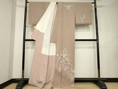平和屋着物●訪問着　友禅　作家物　草花文　正絹　逸品　AABL1363ck