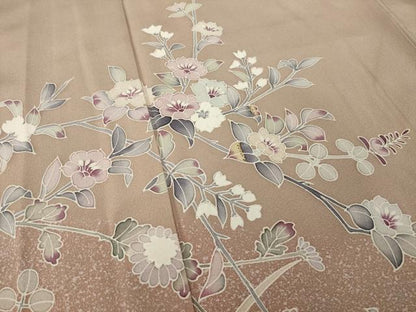 平和屋着物●訪問着　友禅　作家物　草花文　正絹　逸品　AABL1363ck