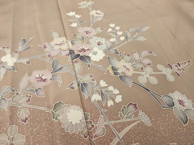 平和屋着物●訪問着　友禅　作家物　草花文　正絹　逸品　AABL1363ck