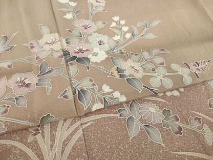 平和屋着物●訪問着　友禅　作家物　草花文　正絹　逸品　AABL1363ck