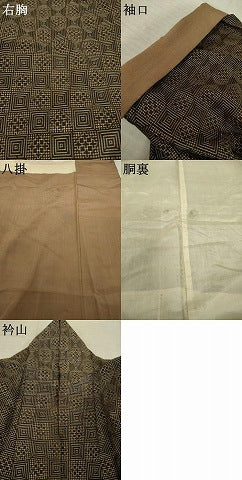平和屋着物●本場大島紬　龍郷絣　市松文　正絹　逸品　AABL1367ck
