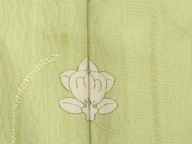 平和屋着物●上質な色無地　幾何学地紋　抹茶色　正絹　逸品　AABL1368ck