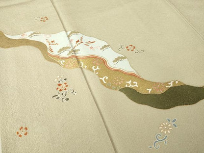 平和屋着物●訪問着　道長鳳凰花文　金彩　正絹　逸品　AABL1369ck