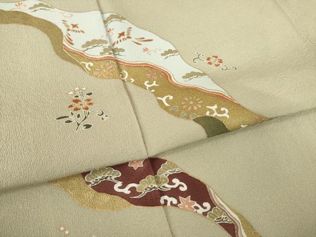 平和屋着物●訪問着　道長鳳凰花文　金彩　正絹　逸品　AABL1369ck