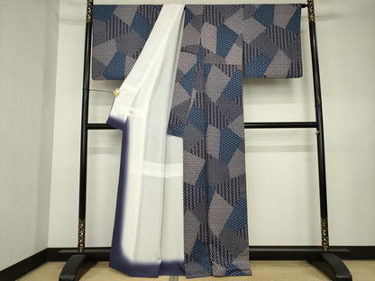 平和屋着物●上質な小紋　割付き文　正絹　逸品　AABL1373ck