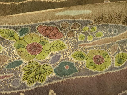 平和屋着物●訪問着　辻が花　遠山花文　暈し染め　ロング丈　正絹　逸品　AABL1376ck