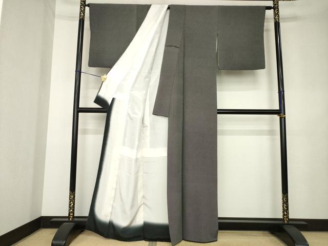 平和屋着物●伝統工芸士　関正三郎　江戸小紋　行儀　黒地　反端付き　正絹　逸品　AABL1377ck