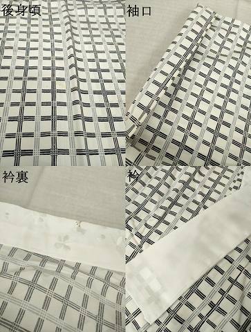平和屋着物●長襦袢　無双仕立て　格子　半衿刺繍　正絹　逸品　AABL1381ck