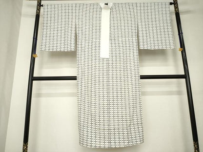 平和屋着物●長襦袢　無双仕立て　格子　半衿刺繍　正絹　逸品　AABL1381ck