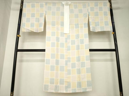 平和屋着物●長襦袢　無双仕立て　市松文　暈し染め　正絹　逸品　AABL1382ck